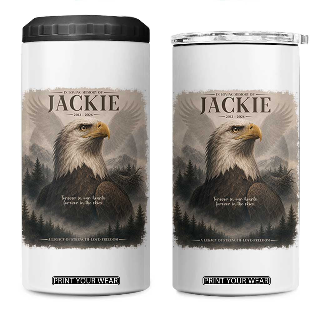 In Loving Memory of Jackie Eagle Memorial Portrait 4 in 1 Can Cooler Tumbler 2012 2026 Legacy Of Strength Wilderness Tribute TS02 One Size: 16 oz White Print Your Wear