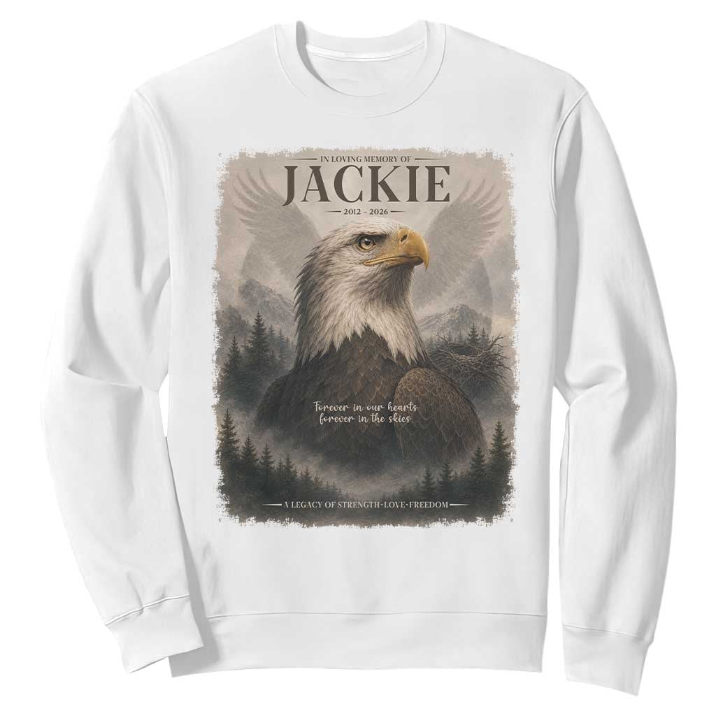 In Loving Memory of Jackie Eagle Memorial Portrait Sweatshirt 2012 2026 Legacy Of Strength Wilderness Tribute TS02 White Print Your Wear