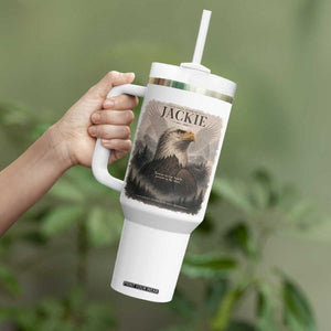 In Loving Memory of Jackie Eagle Memorial Portrait Tumbler With Handle 2012 2026 Legacy Of Strength Wilderness Tribute TS02 Print Your Wear