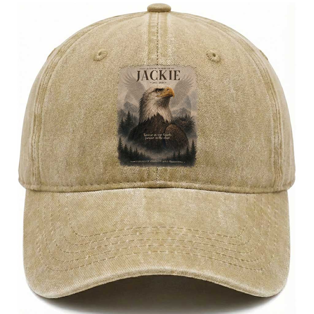 In Loving Memory of Jackie Eagle Memorial Portrait Washed Cotton Baseball Cap 2012 2026 Legacy Of Strength Wilderness Tribute TS02 Print Your Wear