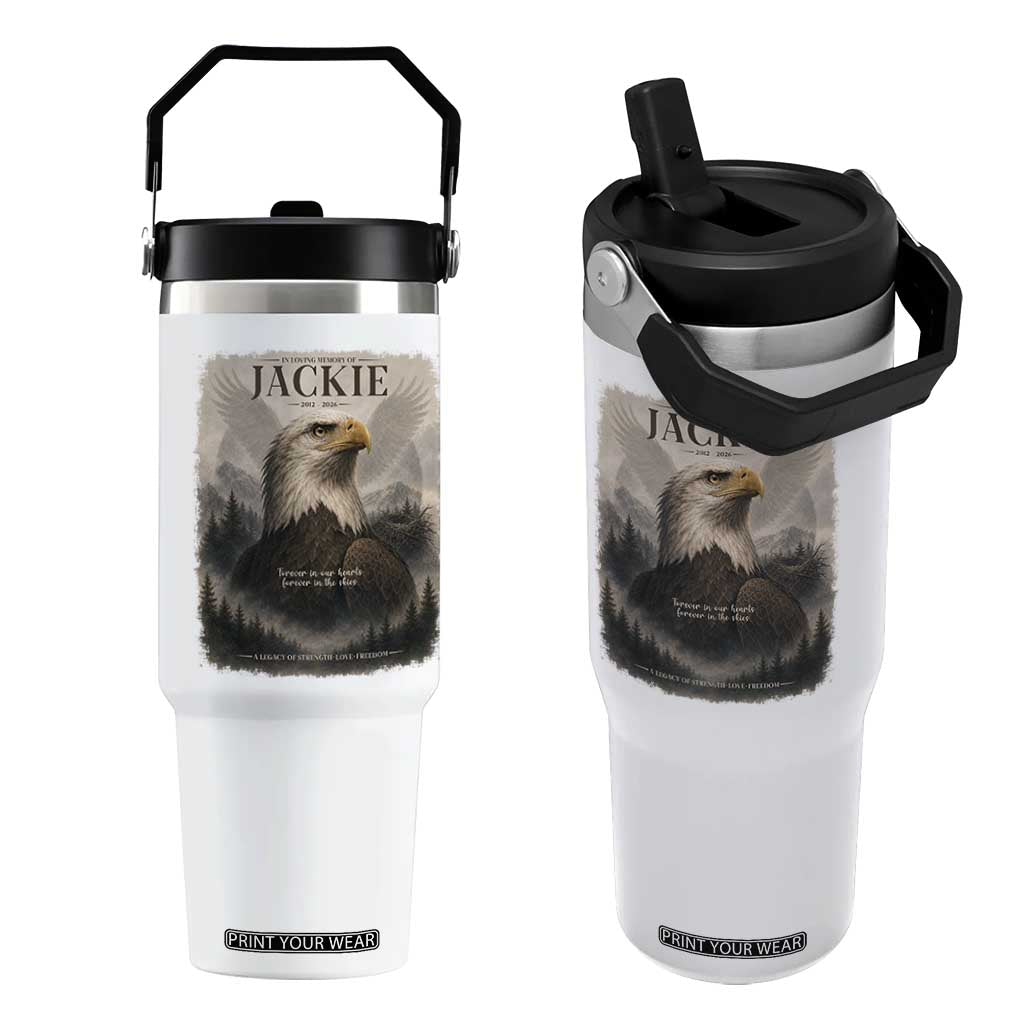 In Loving Memory of Jackie Eagle Memorial Portrait Flip Straw Tumbler 2012 2026 Legacy Of Strength Wilderness Tribute TS02 One Size: 30 oz White Print Your Wear