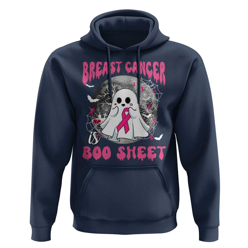 Breast Cancer Is Boo Sheet Hoodie Halloween Pink Ribbon Support Warrior TS02 Navy Print Your Wear