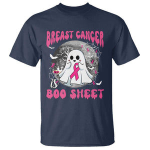 Breast Cancer Is Boo Sheet T Shirt Halloween Pink Ribbon Support Warrior TS02 Navy Print Your Wear