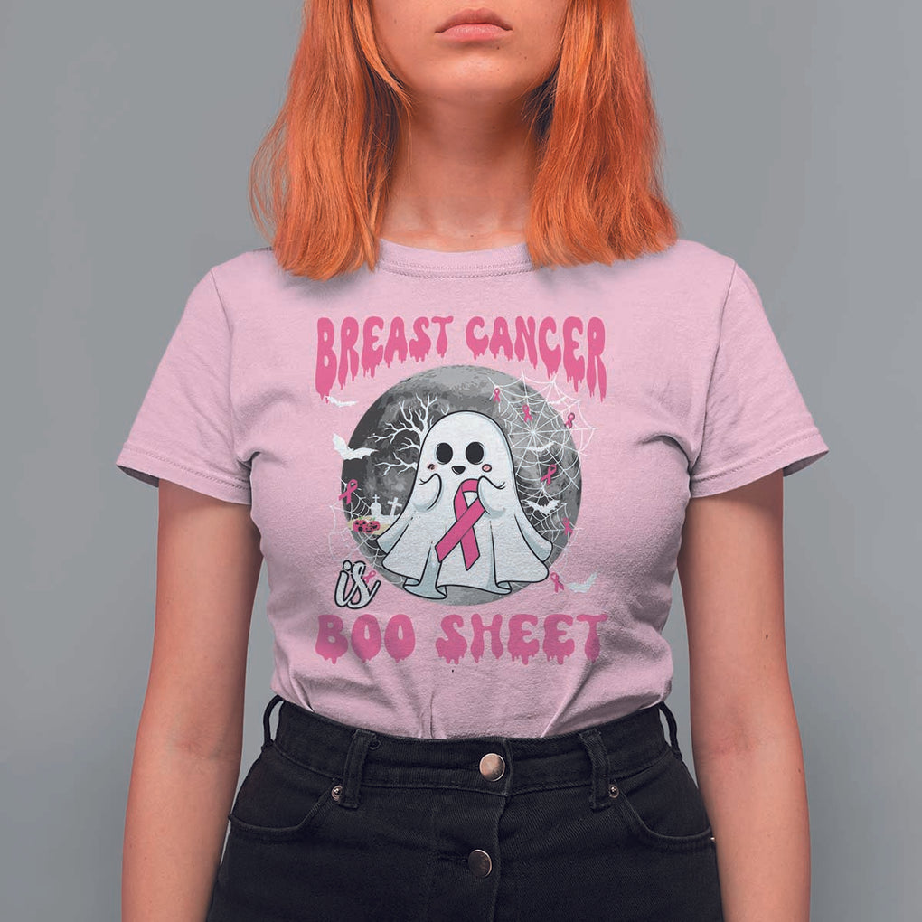 Breast Cancer Is Boo Sheet T Shirt For Women Halloween Pink Ribbon Support Warrior TS02 Light Pink Print Your Wear