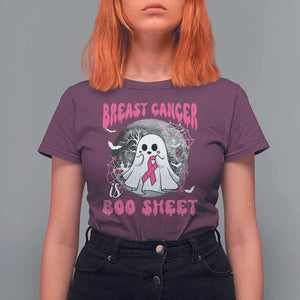 Breast Cancer Is Boo Sheet T Shirt For Women Halloween Pink Ribbon Support Warrior TS02 Maroon Print Your Wear
