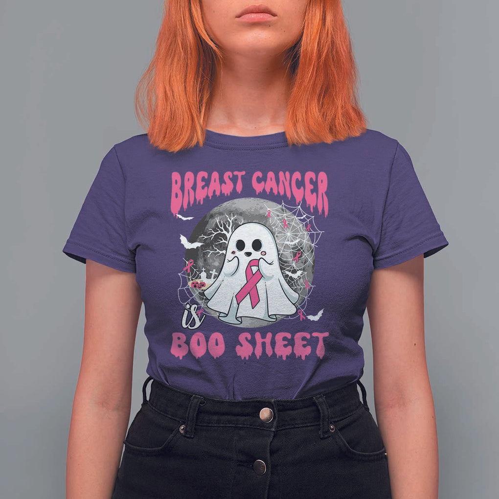 Breast Cancer Is Boo Sheet T Shirt For Women Halloween Pink Ribbon Support Warrior TS02 Purple Print Your Wear