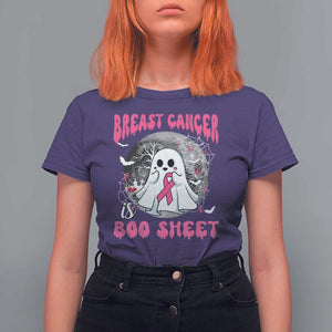 Breast Cancer Is Boo Sheet T Shirt For Women Halloween Pink Ribbon Support Warrior TS02 Purple Print Your Wear