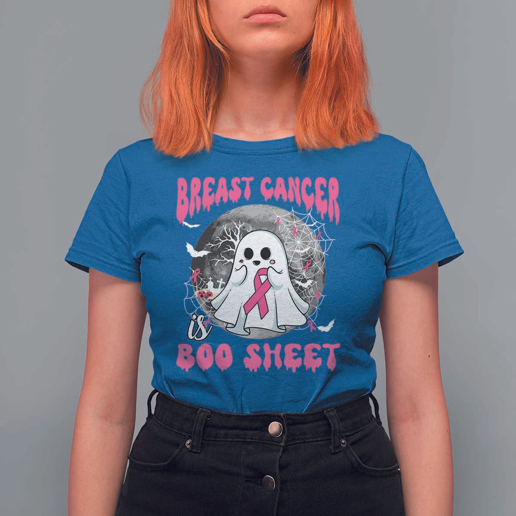 Breast Cancer Is Boo Sheet T Shirt For Women Halloween Pink Ribbon Support Warrior TS02 Royal Blue Print Your Wear