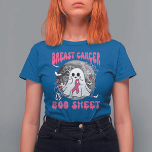 Breast Cancer Is Boo Sheet T Shirt For Women Halloween Pink Ribbon Support Warrior TS02 Royal Blue Print Your Wear