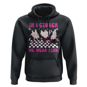 In October We Wear Pink Hoodie Breast Cancer Boo Sheet Halloween Ghost TS02 Black Print Your Wear