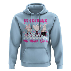 In October We Wear Pink Hoodie Breast Cancer Boo Sheet Halloween Ghost TS02 Light Blue Print Your Wear