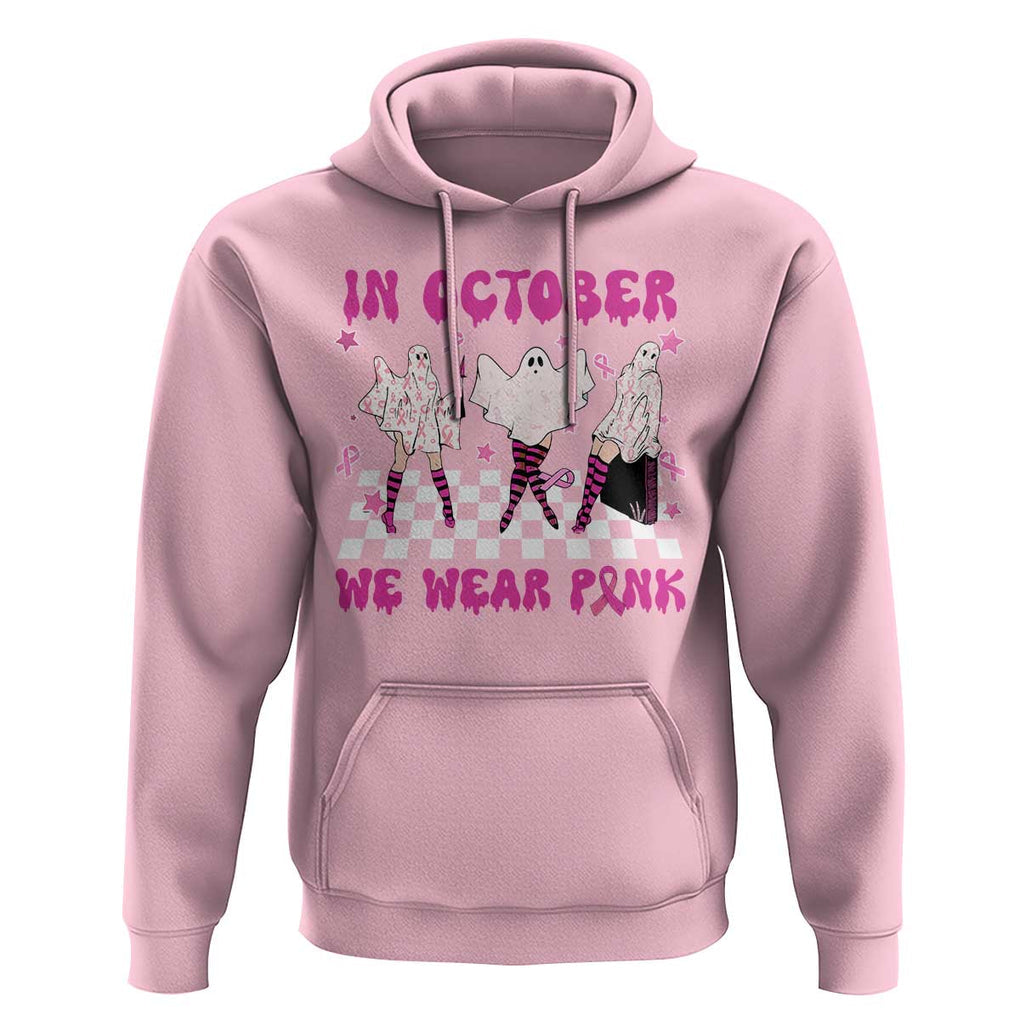 In October We Wear Pink Hoodie Breast Cancer Boo Sheet Halloween Ghost TS02 Light Pink Print Your Wear