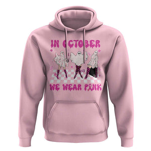 In October We Wear Pink Hoodie Breast Cancer Boo Sheet Halloween Ghost TS02 Light Pink Print Your Wear