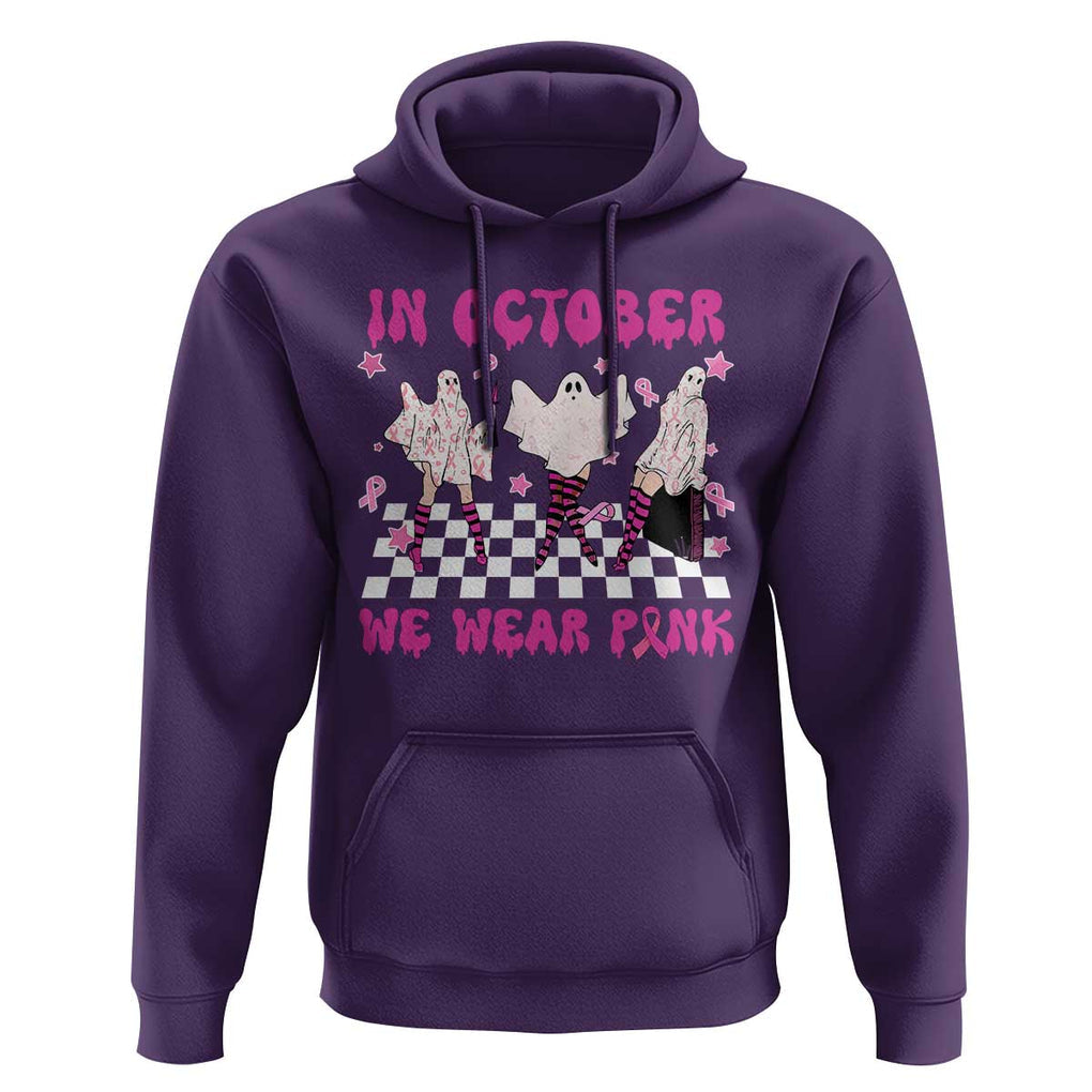 In October We Wear Pink Hoodie Breast Cancer Boo Sheet Halloween Ghost TS02 Purple Print Your Wear