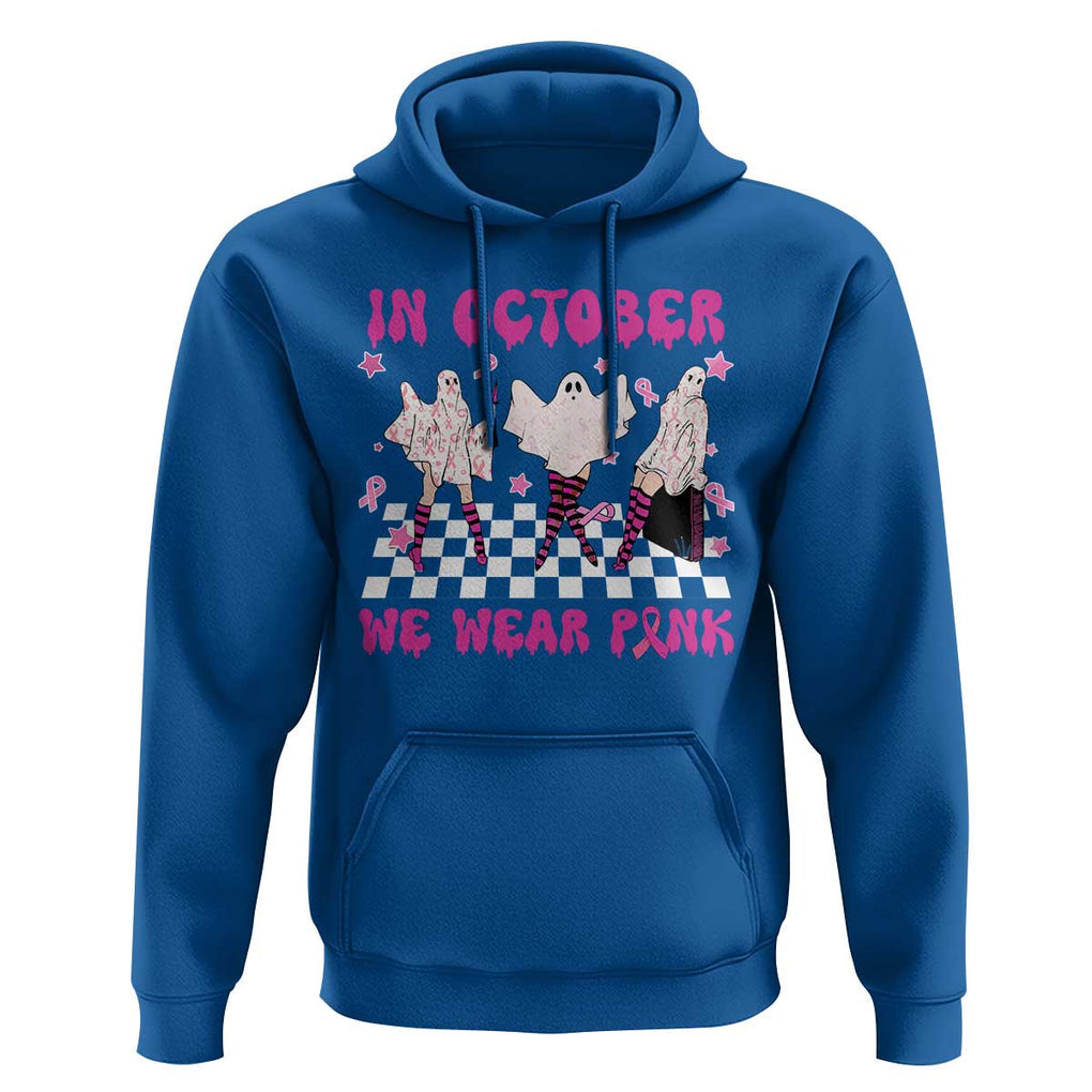 In October We Wear Pink Hoodie Breast Cancer Boo Sheet Halloween Ghost TS02 Royal Blue Print Your Wear