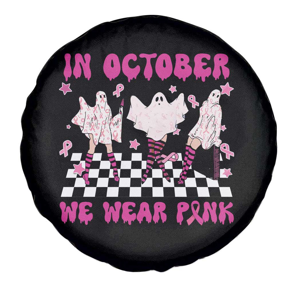 Breast Cancer Boo Sheet Spare Tire Cover In October We Wear Pink Halloween Ghost Pink Ribbon TS02 Print Your Wear