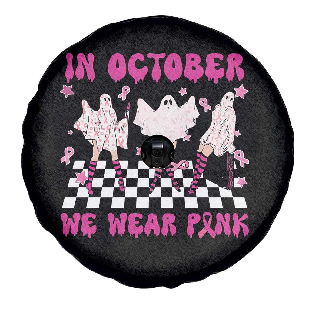 Breast Cancer Boo Sheet Spare Tire Cover In October We Wear Pink Halloween Ghost Pink Ribbon TS02 Print Your Wear