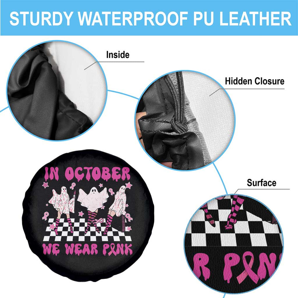 Breast Cancer Boo Sheet Spare Tire Cover In October We Wear Pink Halloween Ghost Pink Ribbon TS02 Print Your Wear