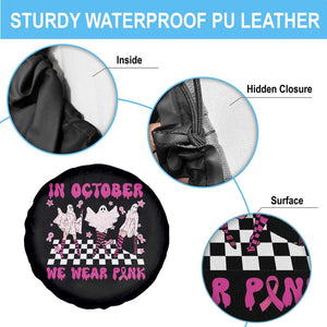 Breast Cancer Boo Sheet Spare Tire Cover In October We Wear Pink Halloween Ghost Pink Ribbon TS02 Print Your Wear