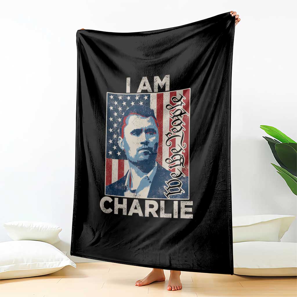Stand With Charlie Throw Blanket Patriotic Free Speech We The People American Flag Graphic TS02 Print Your Wear