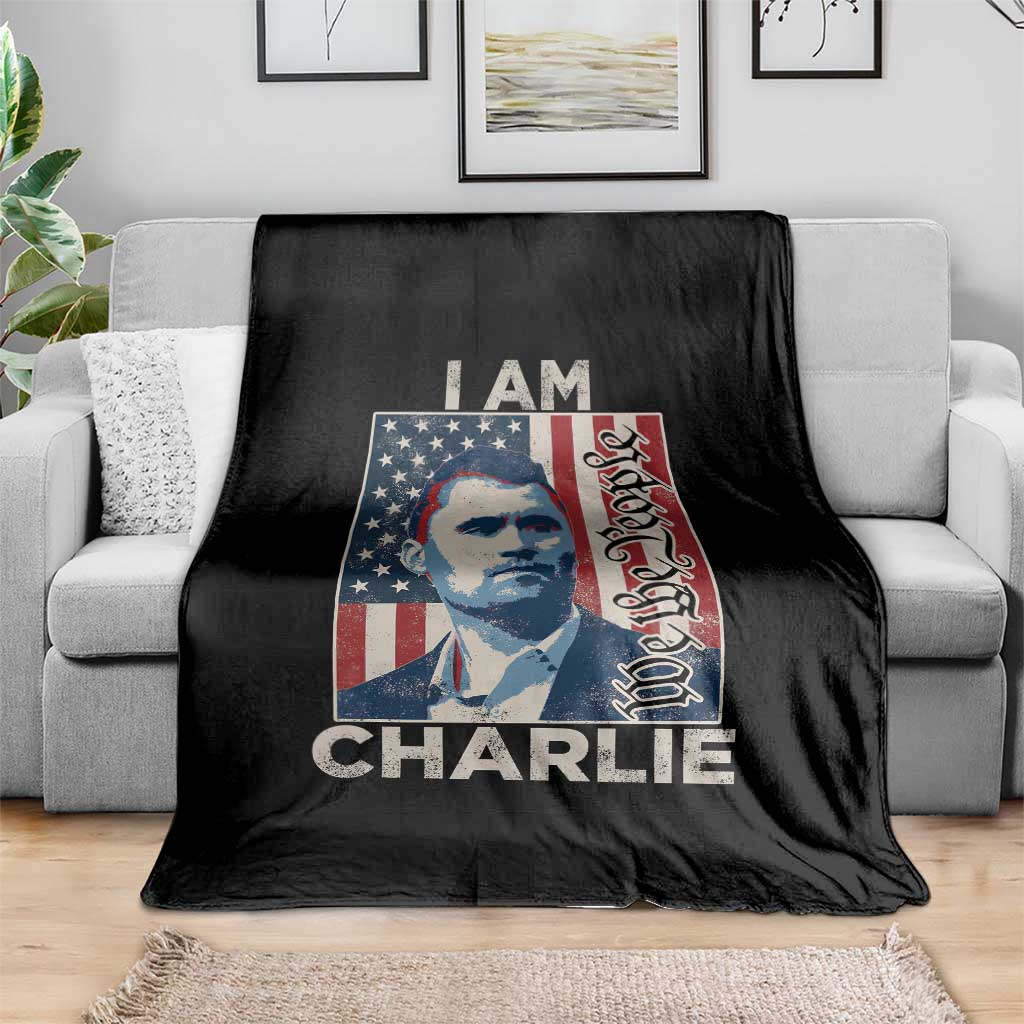 Stand With Charlie Throw Blanket Patriotic Free Speech We The People American Flag Graphic TS02 Print Your Wear