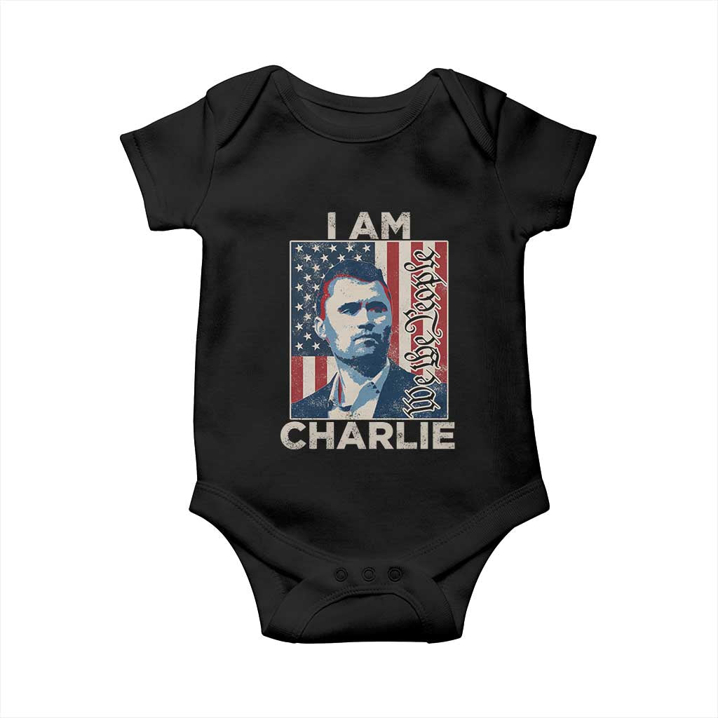 Stand With Charlie Baby Onesie Patriotic Free Speech We The People American Flag Graphic TS02 Black Print Your Wear