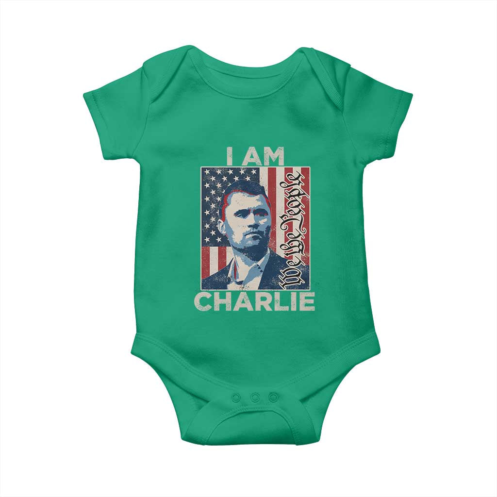Stand With Charlie Baby Onesie Patriotic Free Speech We The People American Flag Graphic TS02 Irish Green Print Your Wear