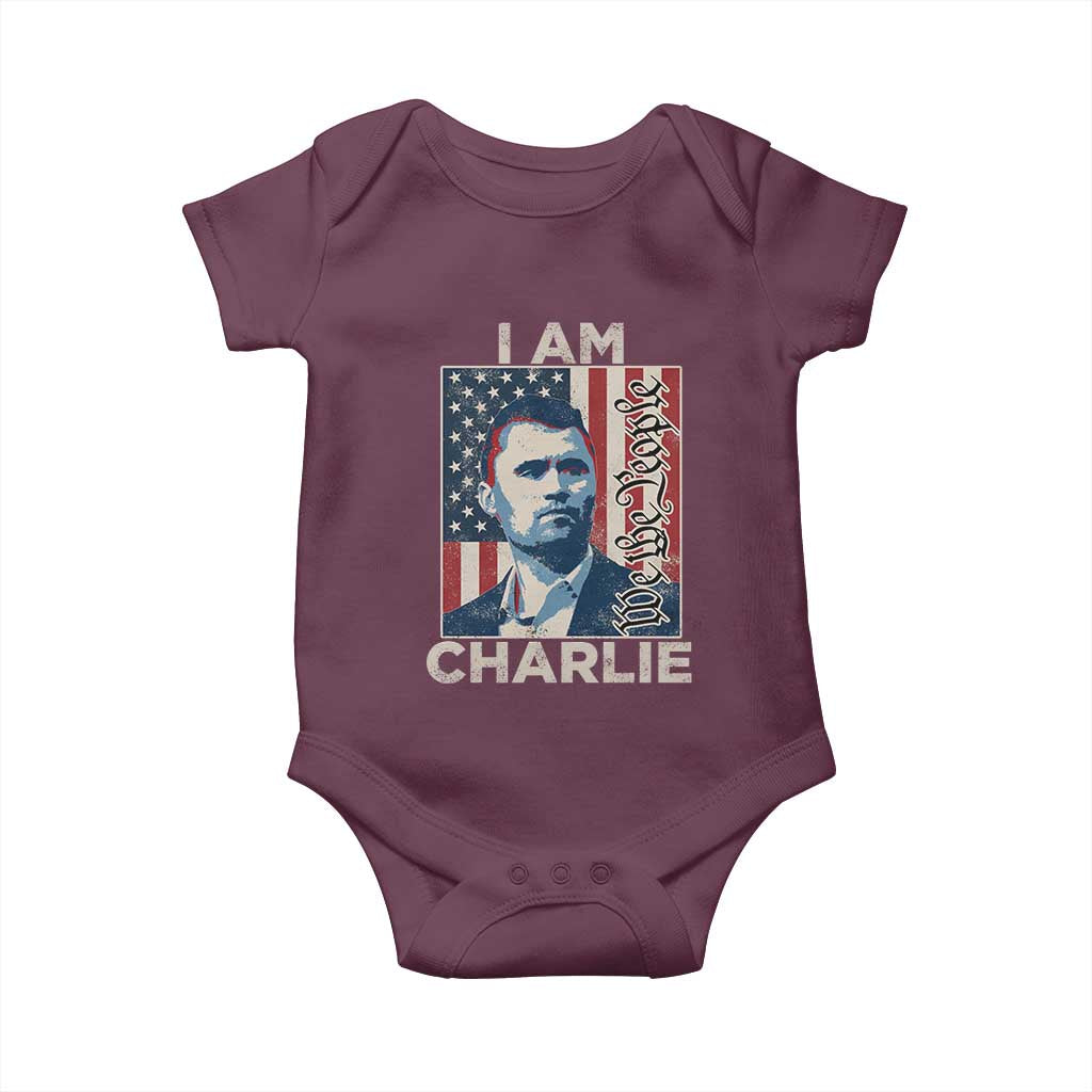 Stand With Charlie Baby Onesie Patriotic Free Speech We The People American Flag Graphic TS02 Maroon Print Your Wear