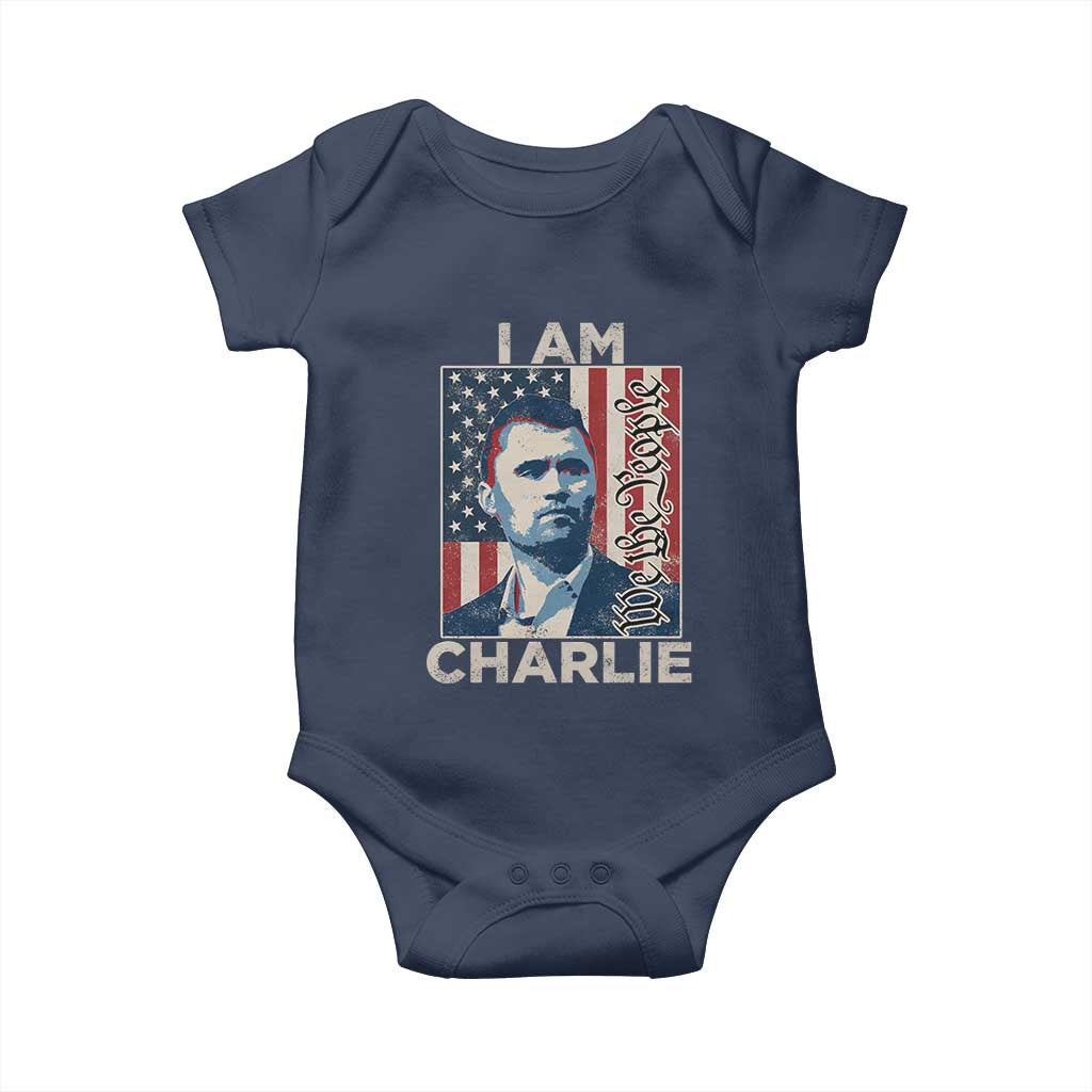 Stand With Charlie Baby Onesie Patriotic Free Speech We The People American Flag Graphic TS02 Navy Print Your Wear