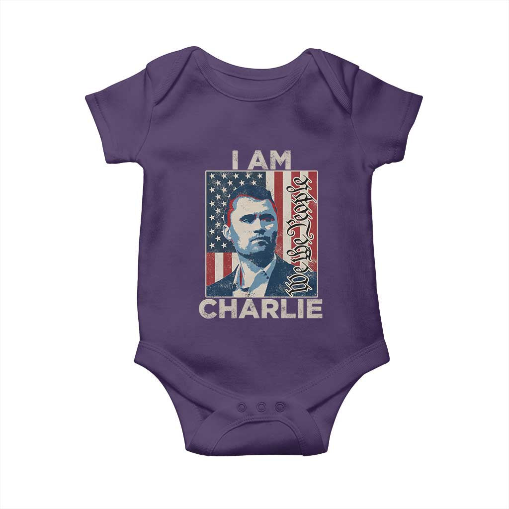 Stand With Charlie Baby Onesie Patriotic Free Speech We The People American Flag Graphic TS02 Purple Print Your Wear