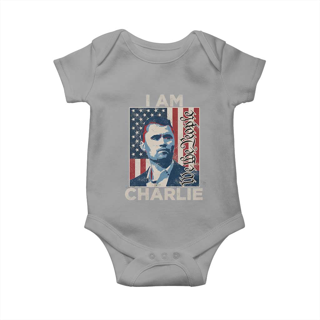Stand With Charlie Baby Onesie Patriotic Free Speech We The People American Flag Graphic TS02 Sport Gray Print Your Wear