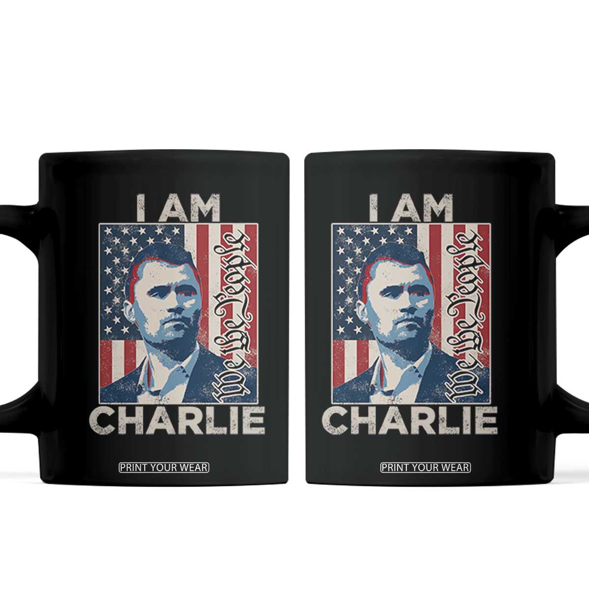 Stand With Charlie Coffee Mug Patriotic Free Speech We The People American Flag Graphic TS02 Black Print Your Wear