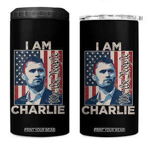 Stand With Charlie 4 in 1 Can Cooler Tumbler Patriotic Free Speech We The People American Flag Graphic TS02 One Size: 16 oz Black Print Your Wear