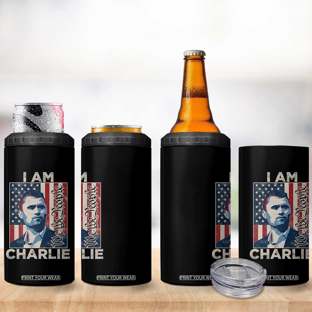 Stand With Charlie 4 in 1 Can Cooler Tumbler Patriotic Free Speech We The People American Flag Graphic TS02 Print Your Wear