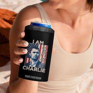 Stand With Charlie 4 in 1 Can Cooler Tumbler Patriotic Free Speech We The People American Flag Graphic TS02 Print Your Wear