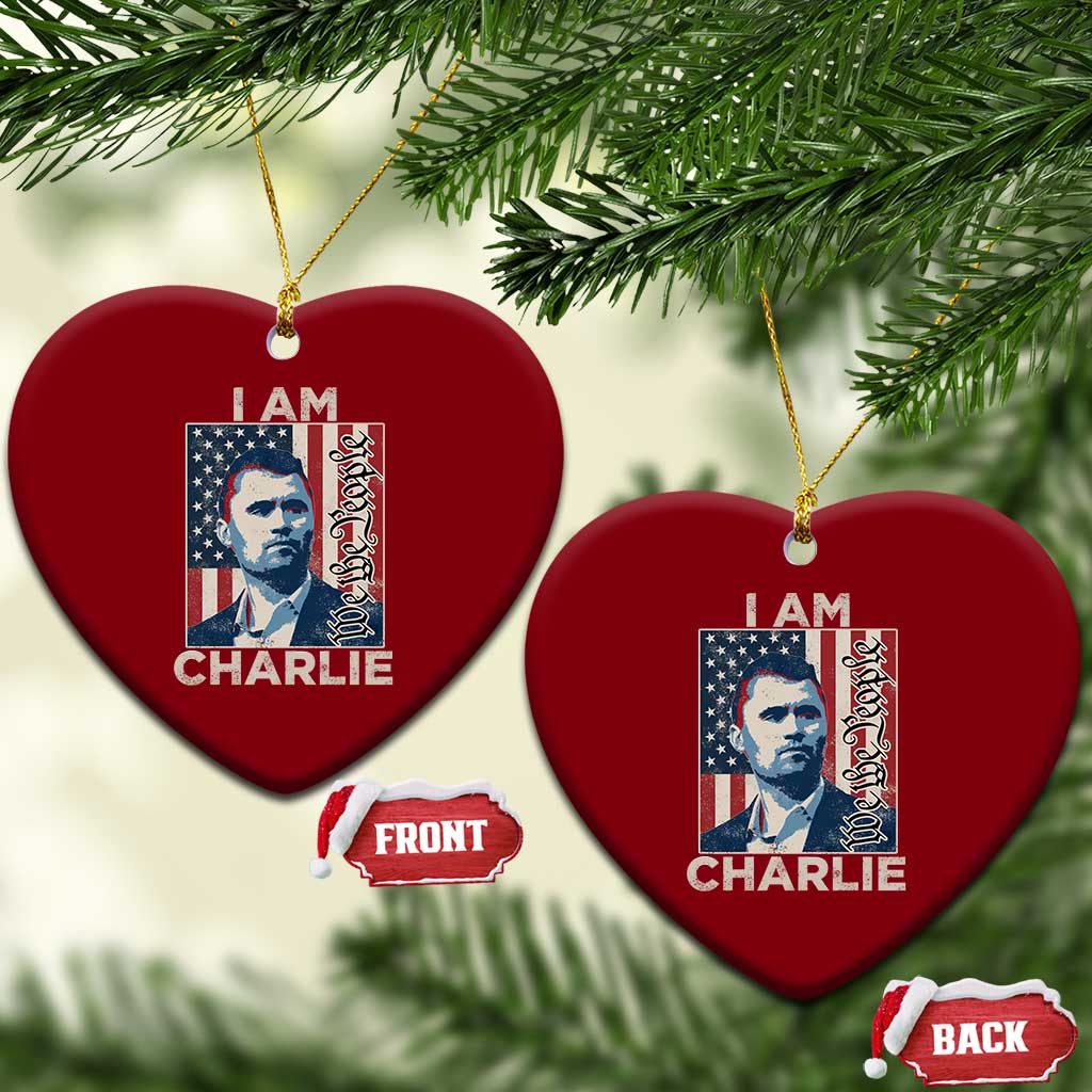 Stand With Charlie Ceramic Ornament Patriotic Free Speech We The People American Flag Graphic TS02 Print Your Wear