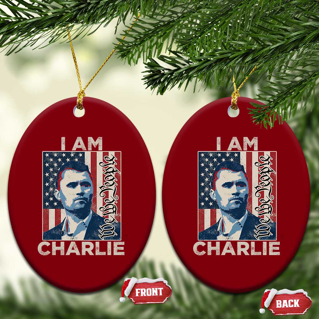 Stand With Charlie Ceramic Ornament Patriotic Free Speech We The People American Flag Graphic TS02 Print Your Wear
