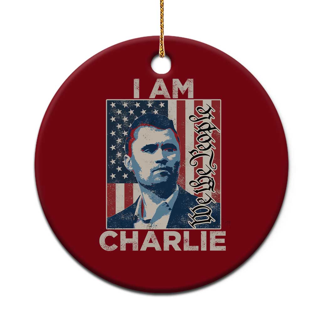 Stand With Charlie Ceramic Ornament Patriotic Free Speech We The People American Flag Graphic TS02 1pc Red Print Your Wear