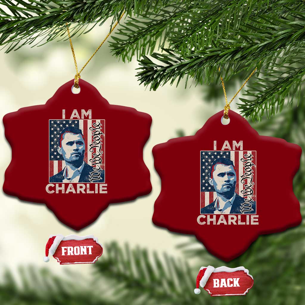 Stand With Charlie Ceramic Ornament Patriotic Free Speech We The People American Flag Graphic TS02 Print Your Wear