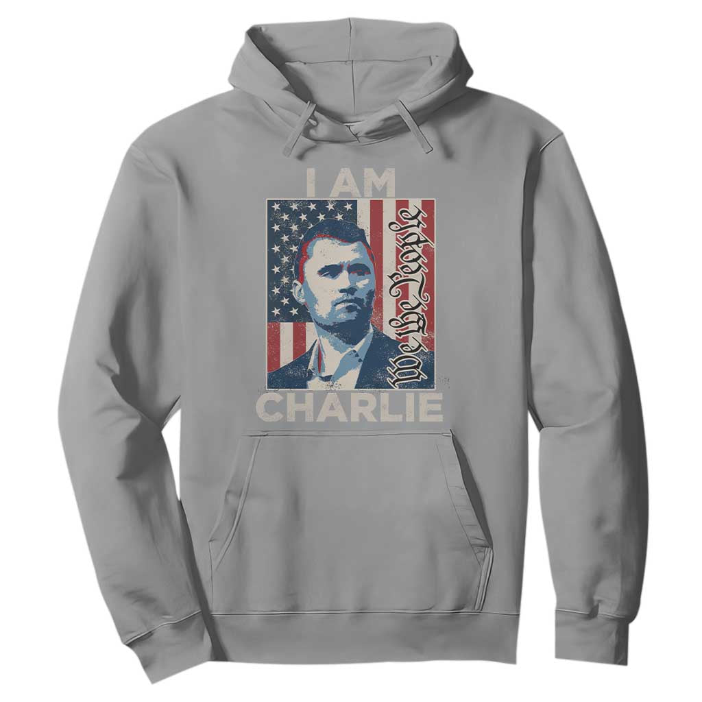 Stand With Charlie Hoodie Patriotic Free Speech We The People American Flag Graphic TS02 Sport Gray Print Your Wear