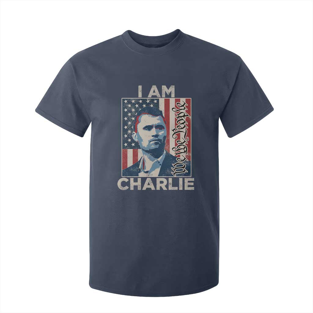 Stand With Charlie T Shirt For Kid Patriotic Free Speech We The People American Flag Graphic TS02 Navy Print Your Wear