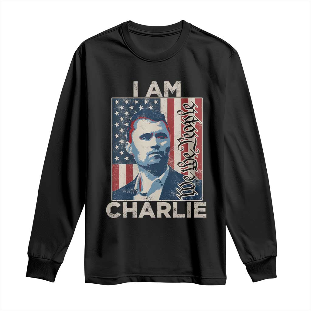 Stand With Charlie Long Sleeve Shirt Patriotic Free Speech We The People American Flag Graphic TS02 Black Print Your Wear