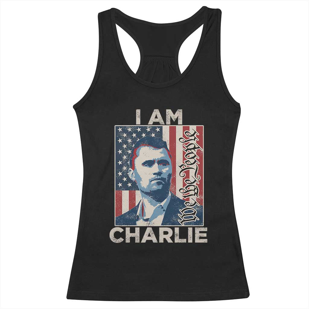 Stand With Charlie Racerback Tank Top Patriotic Free Speech We The People American Flag Graphic TS02 Black Print Your Wear
