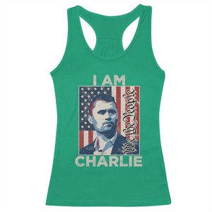 Stand With Charlie Racerback Tank Top Patriotic Free Speech We The People American Flag Graphic TS02 Irish Green Print Your Wear