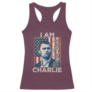 Stand With Charlie Racerback Tank Top Patriotic Free Speech We The People American Flag Graphic TS02 Maroon Print Your Wear