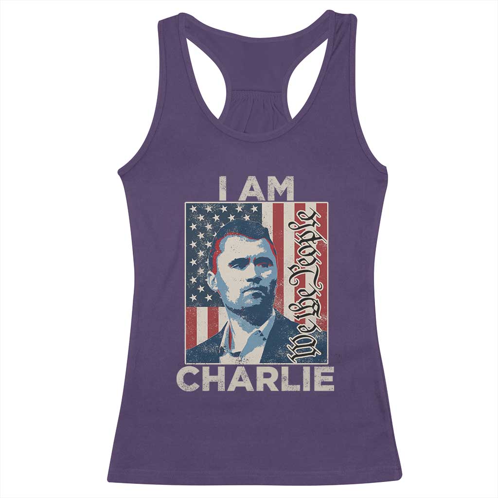 Stand With Charlie Racerback Tank Top Patriotic Free Speech We The People American Flag Graphic TS02 Purple Print Your Wear