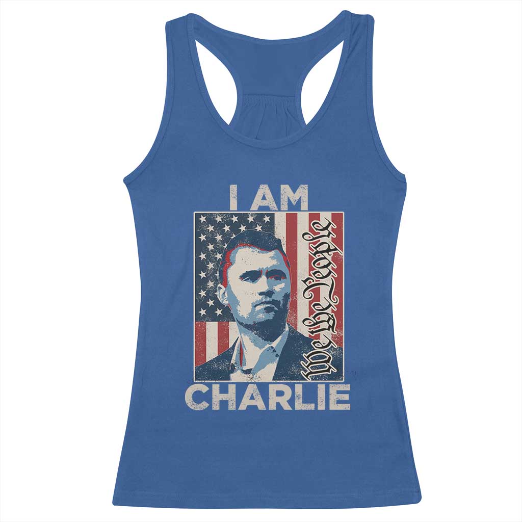 Stand With Charlie Racerback Tank Top Patriotic Free Speech We The People American Flag Graphic TS02 Royal Blue Print Your Wear