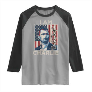 Stand With Charlie Raglan Shirt Patriotic Free Speech We The People American Flag Graphic TS02 Sport Gray Black Print Your Wear