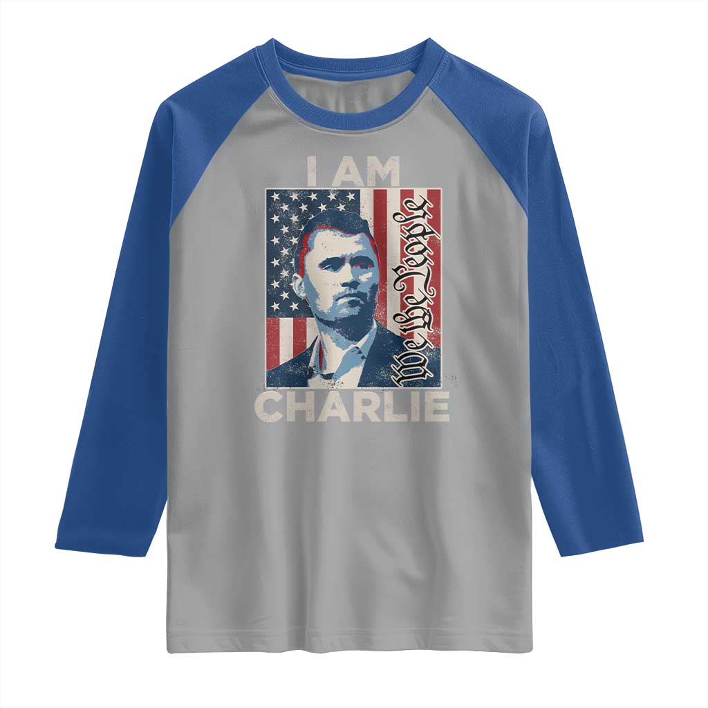 Stand With Charlie Raglan Shirt Patriotic Free Speech We The People American Flag Graphic TS02 Sport Gray Royal Print Your Wear