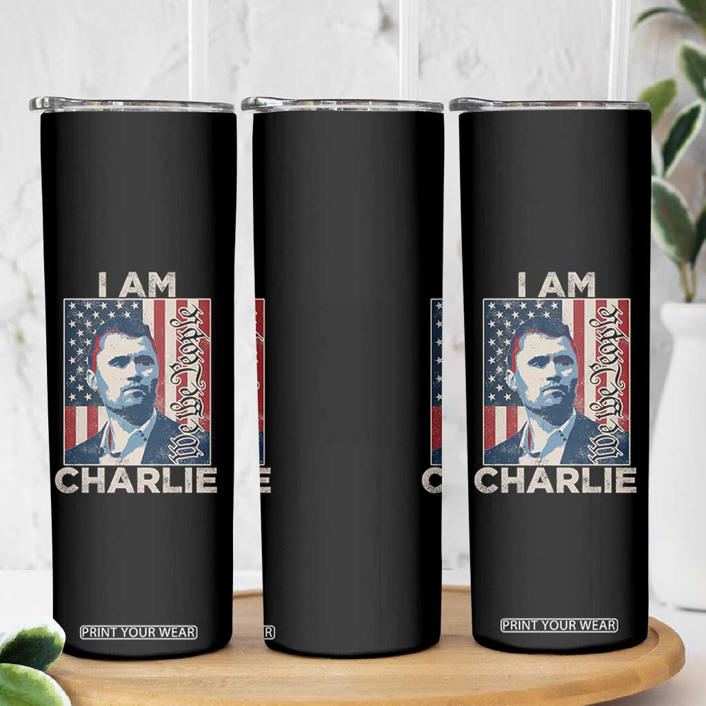 Stand With Charlie Skinny Tumbler Patriotic Free Speech We The People American Flag Graphic TS02 Print Your Wear